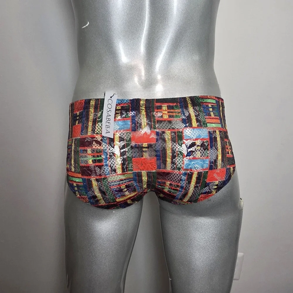 Cosabella Mens Briefs‎ Multi Color Geometric Mosaic Print Low Rise Underwear NEW